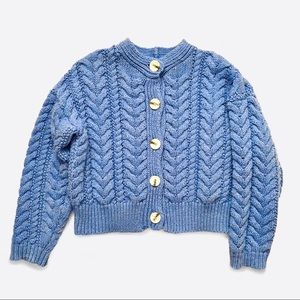 H&M Cable Knit Sweater Cardigan in Blue